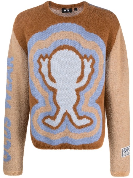  Gcds Wirdo Win Hairy Jacquard Jumper - Neutrals 