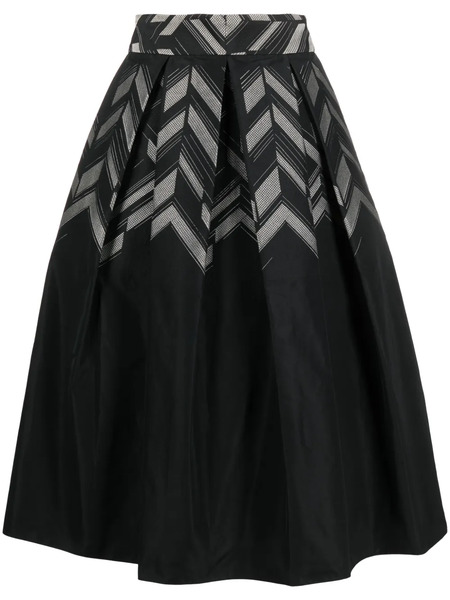  Gemy Maalouf Chevron-print Pleated Midi Skirt - Black 