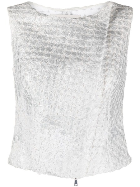  Gemy Maalouf Embossed-finish Sleeveless Blouse - White 