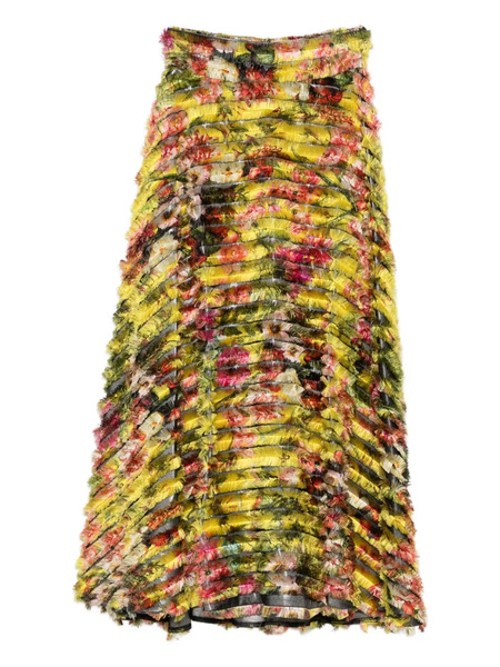  Gemy Maalouf Floral-print Fringed Maxi Skirt - Black 