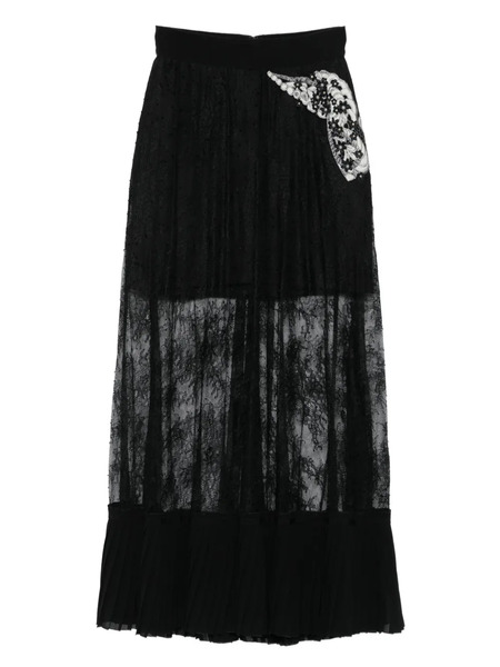  Gemy Maalouf Lace-embellished Pleated Skirt - Black 