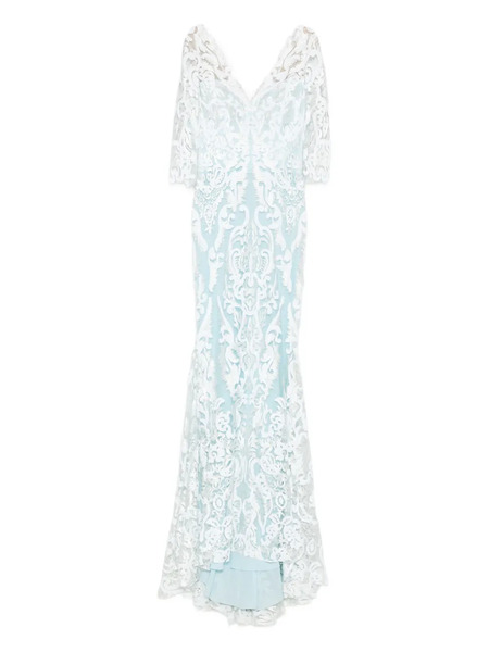  Gemy Maalouf Lace-overlay Gown - Blue 