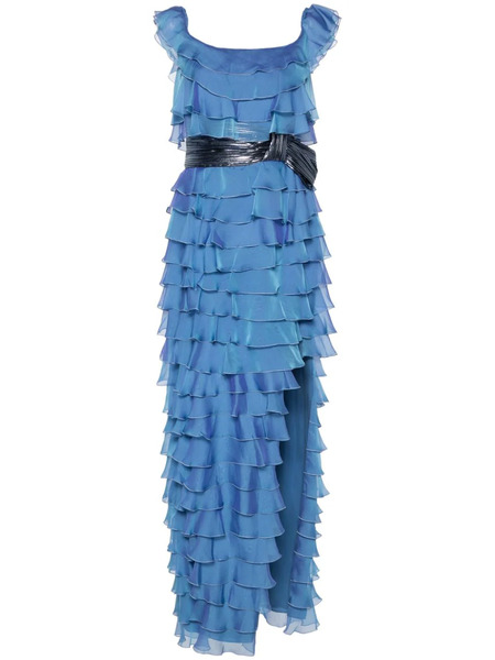  Gemy Maalouf Off-shoulder Ruffled Gown - Blue 