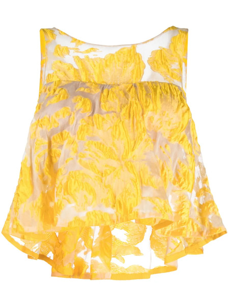  Gemy Maalouf Semi-sheer Sleeveless Top - Yellow 