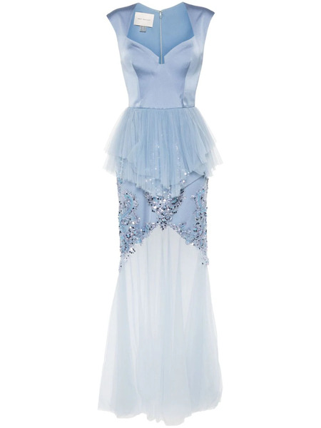  Gemy Maalouf Sequin-embellished Panelled Gown - Blue 
