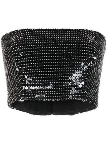  Gemy Maalouf Sequined Cropped Top - Black 