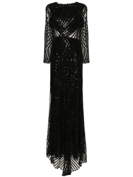  Gemy Maalouf Sequinned Mesh Gown - Black 