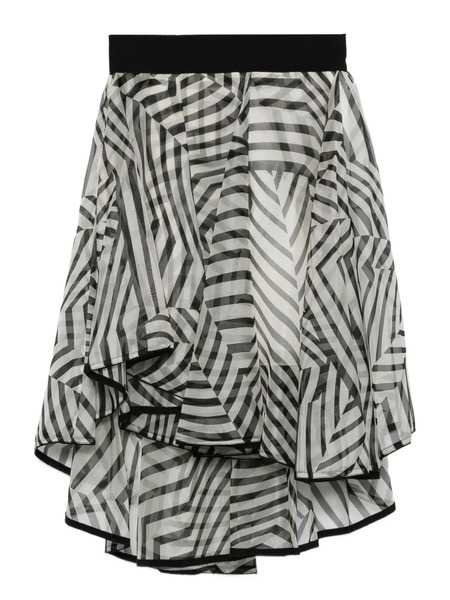  Gemy Maalouf Stripe-pattern Ruffle-details Midi Skirt - Black 