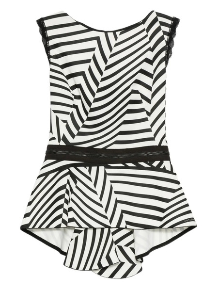  Gemy Maalouf Striped Ruffled Top - Black 