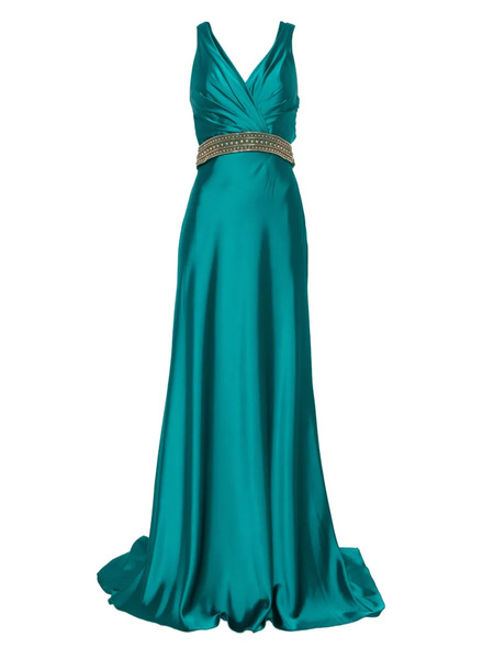  Gemy Maalouf Stud-embellished V-neck Dress - Green 