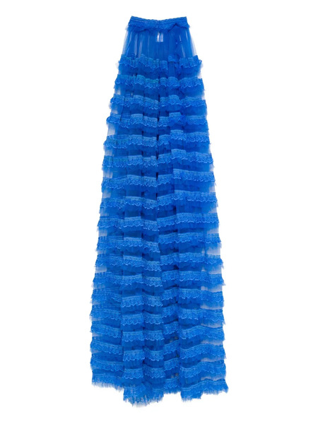  Gemy Maalouf Tiered Lace Maxi Skirt - Blue 