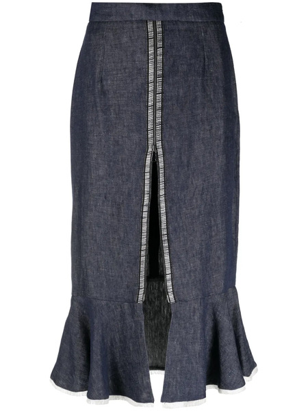  Gemy Maalouf Zipped-slit Godet Midi Skirt - Blue 