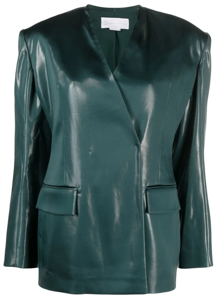  Genny Asymmetric V-neck Blazer - Green 