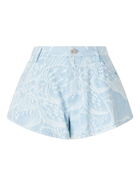  Genny Floral-print Denim Shorts - Blue 
