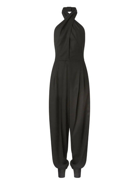  Genny Halter-neck Pleated-front Jumpsuit - Black 