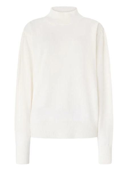  Genny High-neck Puff-sleeve Sweater - White 