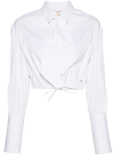  Genny Logo-plaque Cropped Poplin Shirt - White 