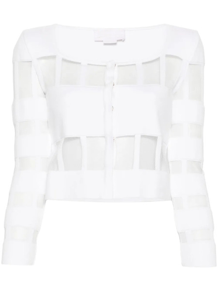  Genny Mesh-panelled Ribbed Cardigan - White 