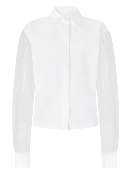  Genny Organza-sleeve Shirt - White 