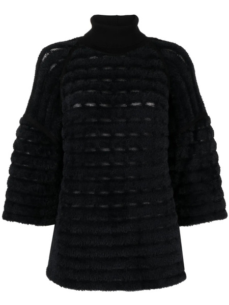 Genny Roll-neck Textured-finish Jumper - Black 