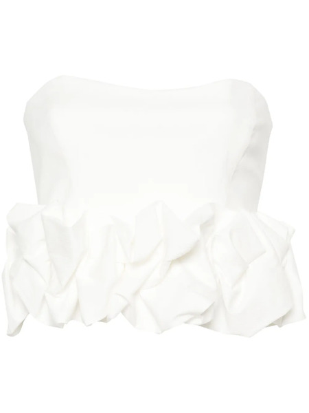  Genny Ruched-appliqué Strapless Blouse - White 
