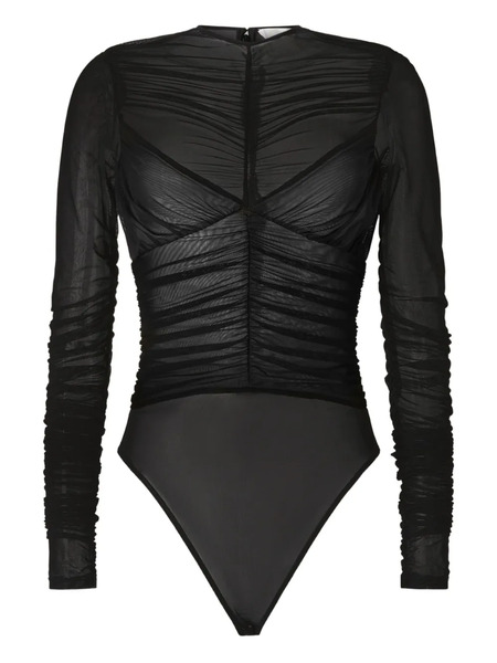  Genny Ruched Mesh Bodysuit - Black 
