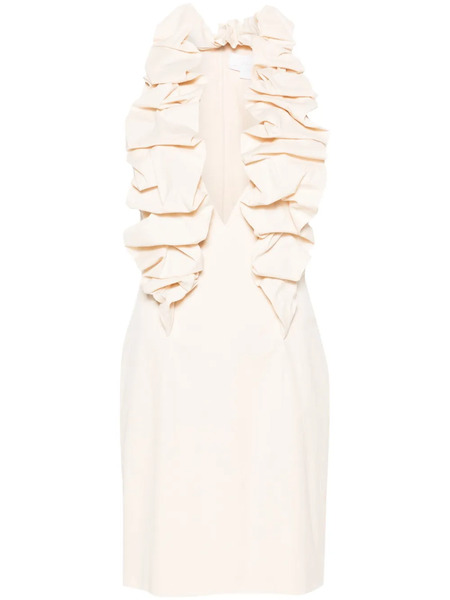  Genny Ruffle-trim Crinkled Minidress - Neutrals 