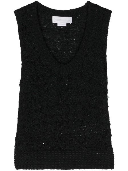  Genny Sequined Chunky-knit Top - Black 