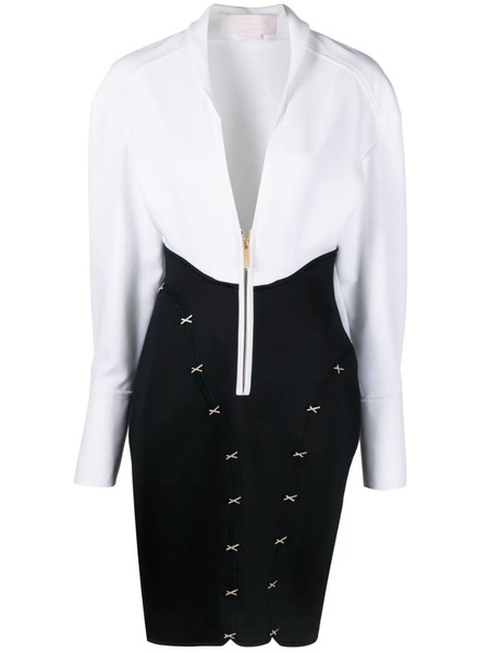  Genny V-neck Zip-up Minidress - White 