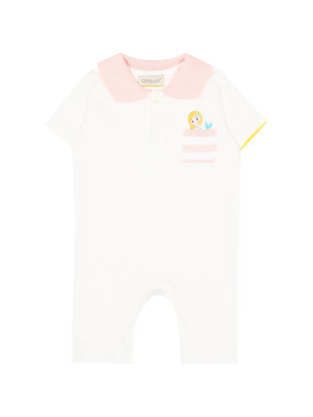  Gensami Kids Embroidered-mermaid Romper - Neutrals 