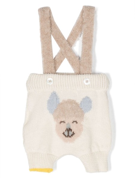  Gensami Kids Intarsia-knit Wool Blend Overalls - Neutrals 