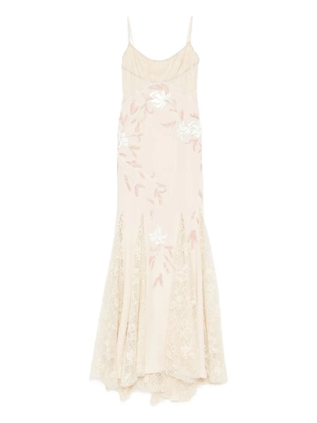  Georges Hobeika Beaded Lace Dress - Neutrals 