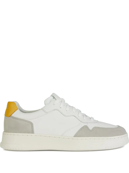  Geox Arvier Suede Leather Panel Sneakers - White 