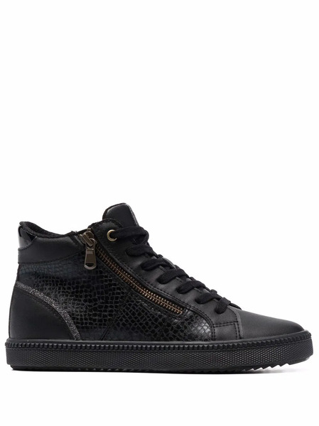  Geox Croc-effect High-top Sneakers - Black 