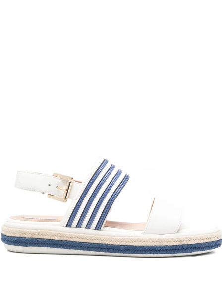  Geox D Leelu Striped Espadrille Sandals - White 