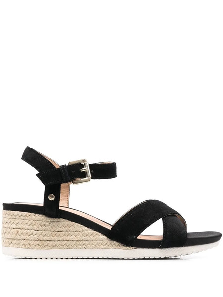  Geox Ischia Jute Wedge Sandals - Black 