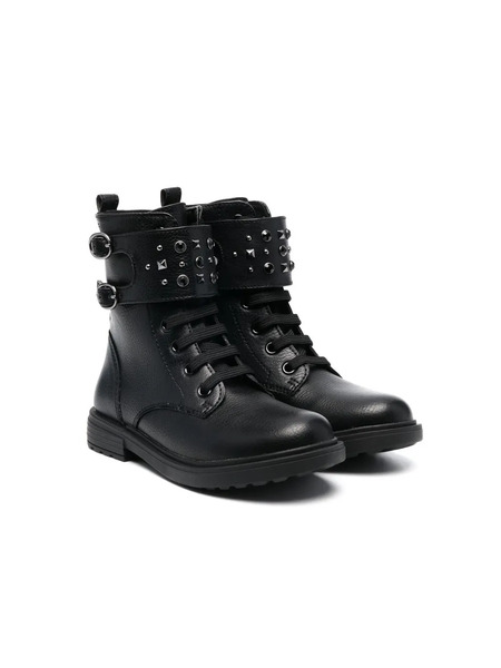  Geox Kids Eclair Studded Lace-up Boots - Black 