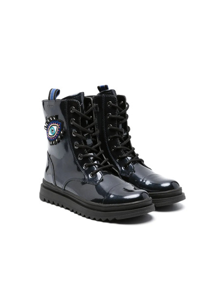  Geox Kids Gillyjaw Patch-detail Patent Boots - Blue 