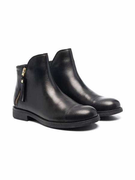  Geox Kids Leather Flat Ankle Boots - Black 