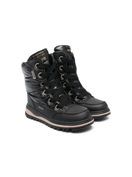  Geox Kids 35mm Lace-up Leather Boots - Black 