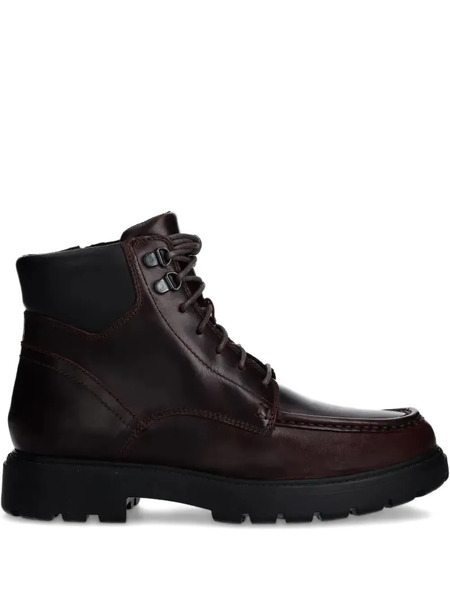  Geox Lace-up Leather Boots - Red 