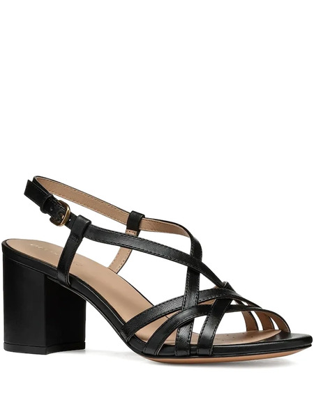  Geox Leather Heeled Sandals - Black 
