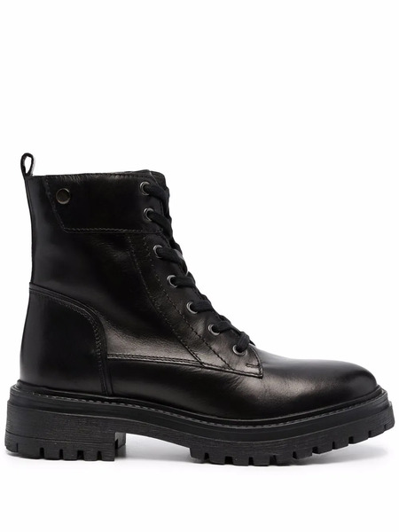  Geox Low Heel Lace-up Boots - Black 
