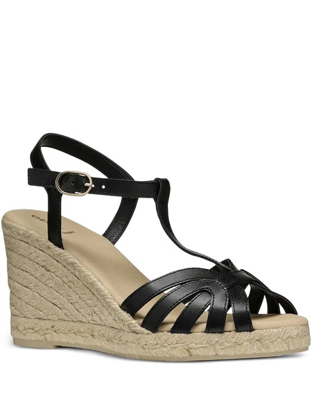  Geox 95mm T-bar Wedge Espadrilles - Black 