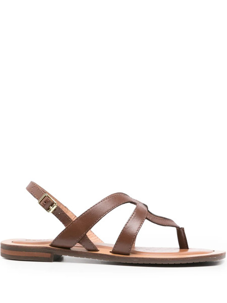  Geox Sozy Leather Buckled Sandals - Brown 