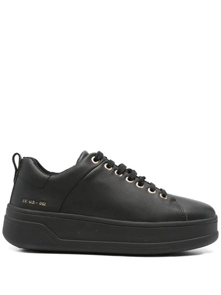  Geox Spherica Ecub Leather Platform Sneakers - Black 