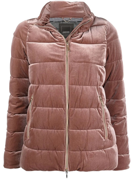  Geox Velvet-finish Puffer Jacket - Pink 