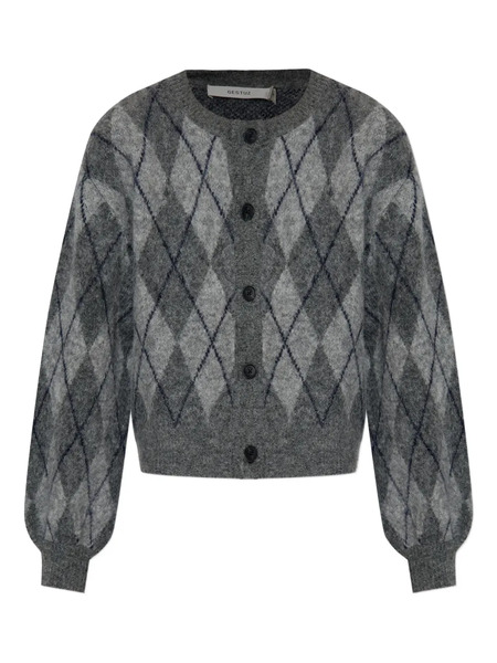  Gestuz Argyle-check Cardigan - Grey 