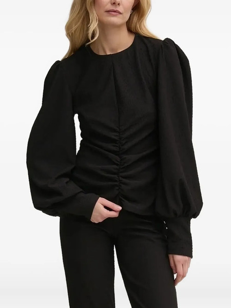  Gestuz Balloon-sleeve Gathered Top - Black 
