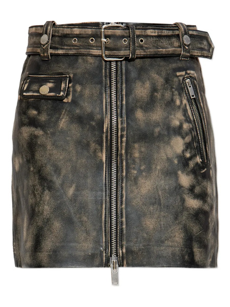  Gestuz Belted Leather Skirt - Black 